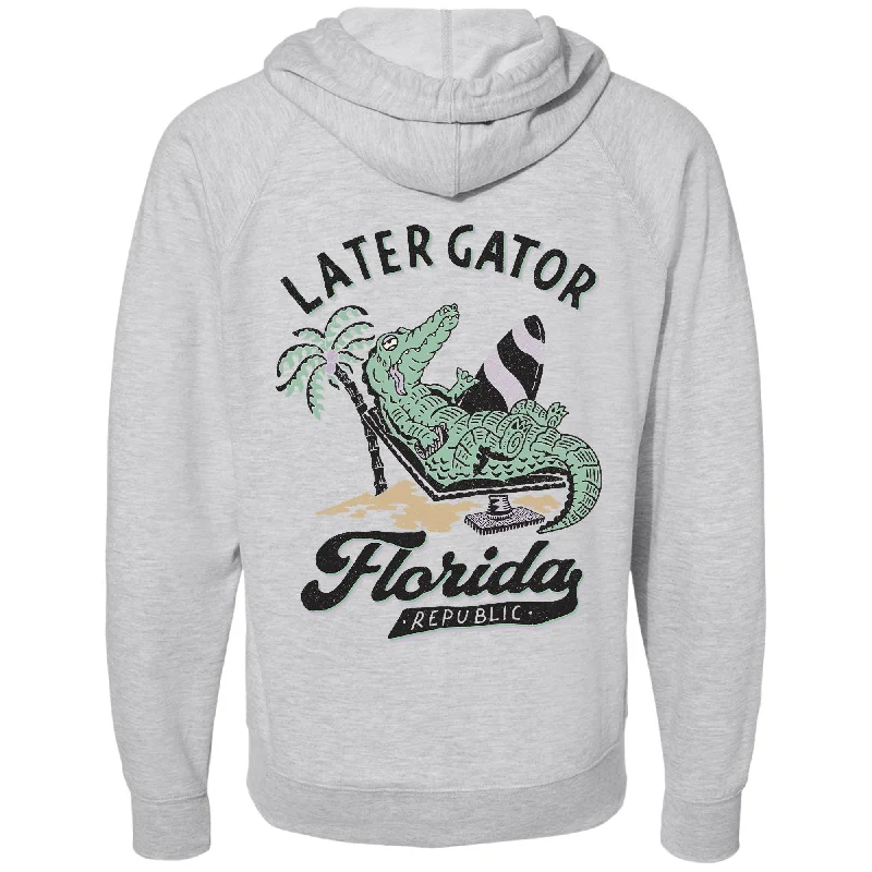 Later Gator Florida Raglan Zipper Hoodie Hoodie with Hem Lace Feminine Delicate