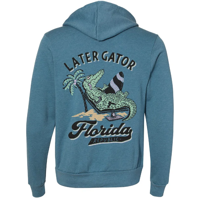 Later Gator Florida Zipper Hoodie Hoodie with Applique Textured Unique