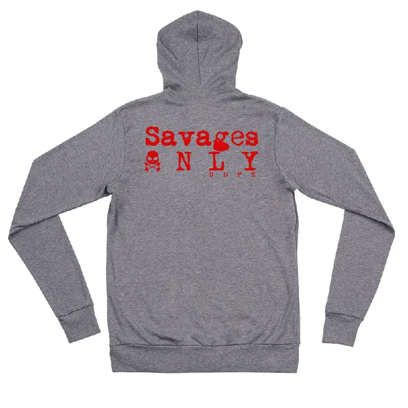 Limited Edition 'Savages ONLY' Unisex zip hoodie Hoodie with Sequins Glamorous Eye-catching