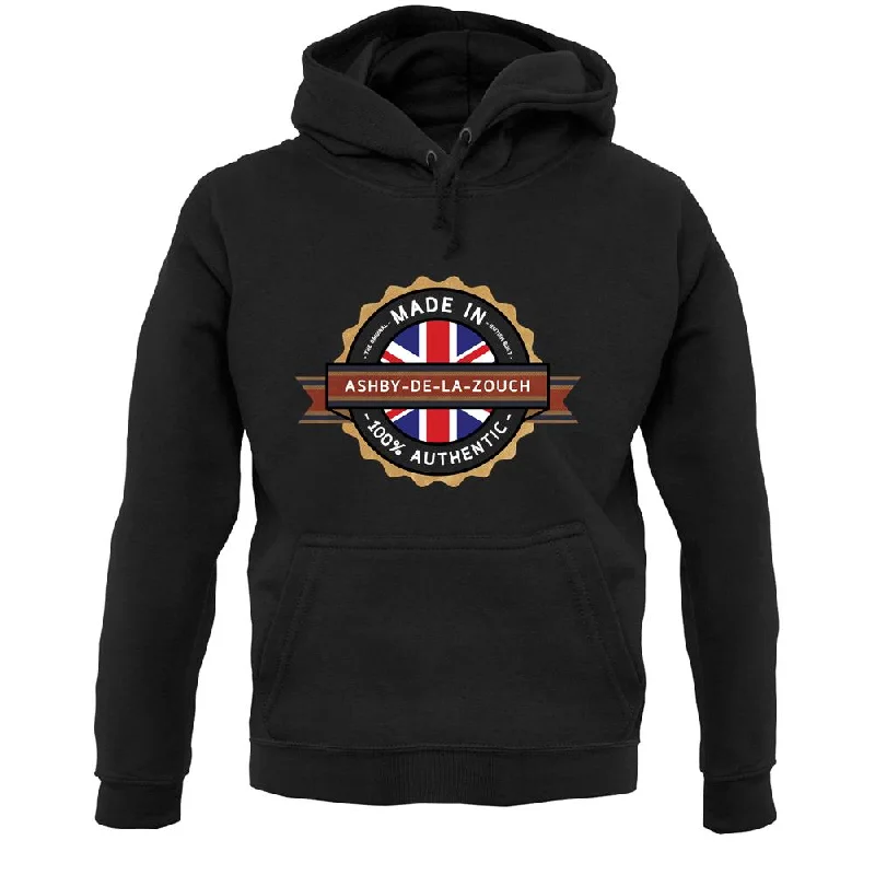 Made In Ashby-De-La-Zouch 100% Authentic Unisex Hoodie Hoodie with Hem Ribbing Snug Secure