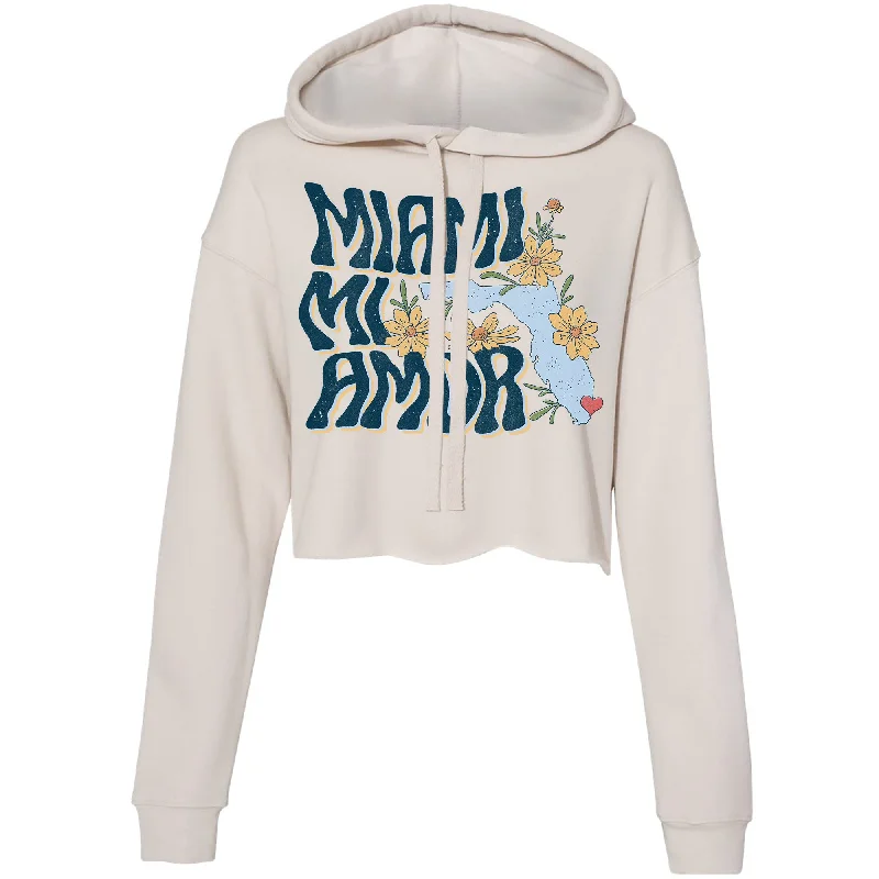 Miami mi Amor Florida Cropped Hoodie Hoodie with Color Block Contrast Stylish