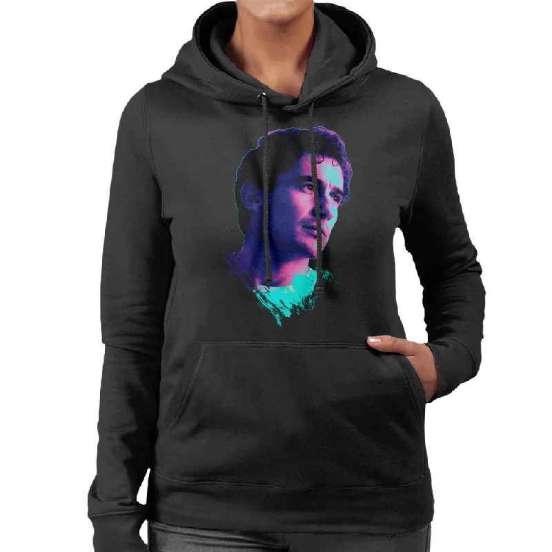 Motorsport Images Ayrton Senna Portrait Women's Hooded Sweatshirt Hoodie with Raw Hem Edgy Unfinished