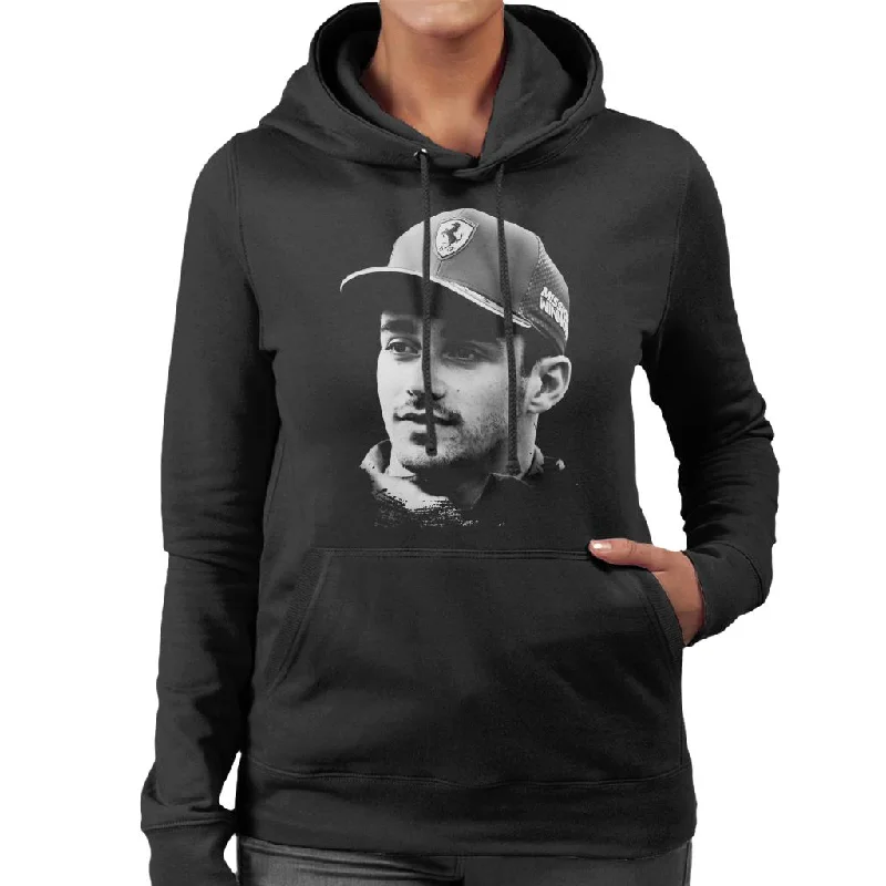 Motorsport Images Charles Leclerc Selfie With Fan Women's Hooded Sweatshirt Hoodie with Contrast Stitching Detailed Premium