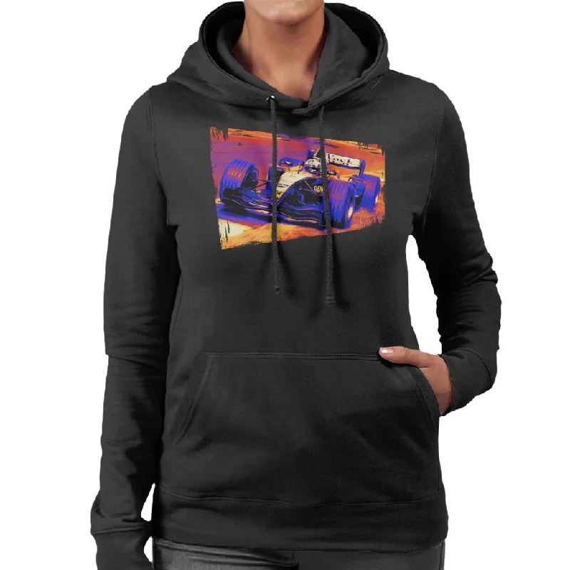 Motorsport Images Coulthard McLaren MP4 19 Final Corner Women's Hooded Sweatshirt Hoodie with Zipper Versatile Modern