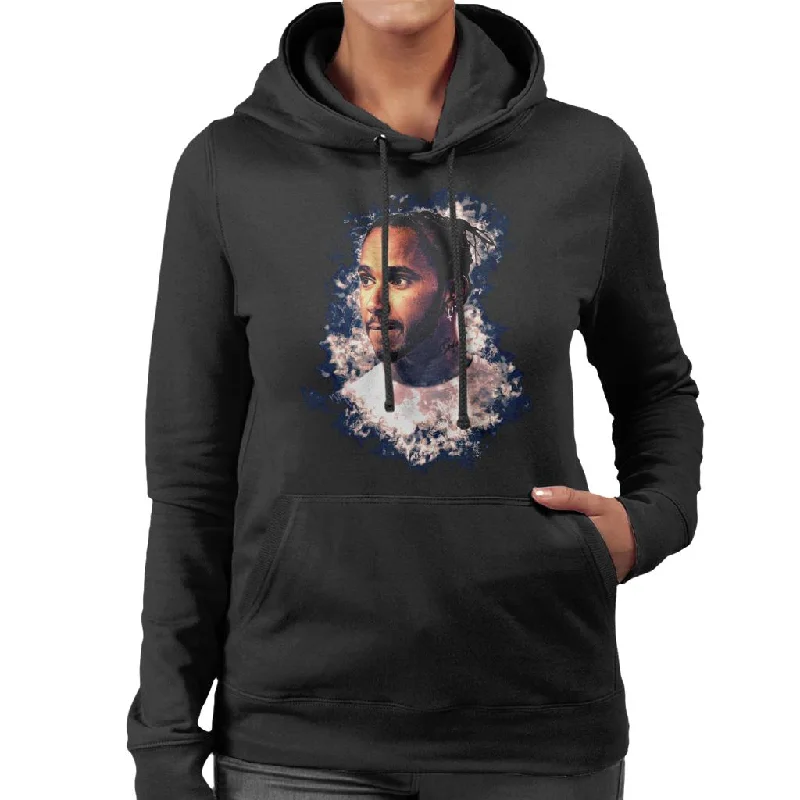 Motorsport Images Lewis Hamilton Portrait Women's Hooded Sweatshirt Hoodie with Elastic Cuffs Stretchable Comfortable