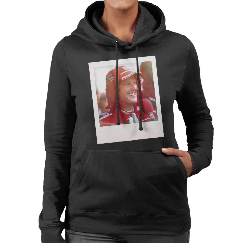 Motorsport Images Michael Schumacher Being Interviewed Women's Hooded Sweatshirt Hoodie with Gradient Ombre Colorful