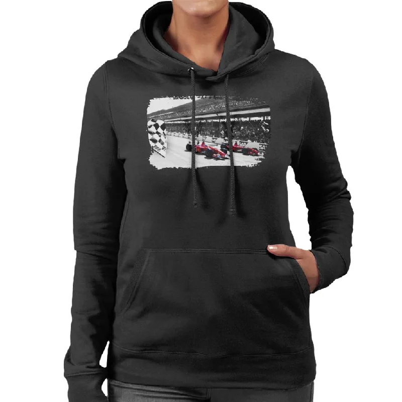 Motorsport Images Rubens Barrichello F2002 Women's Hooded Sweatshirt Hoodie with Hidden Zipper Minimalist Clean