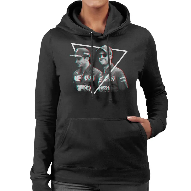 Motorsport Images Sebastian Vettel Charles Leclerc Women's Hooded Sweatshirt Hoodie with Cropped Fit Short Trendy