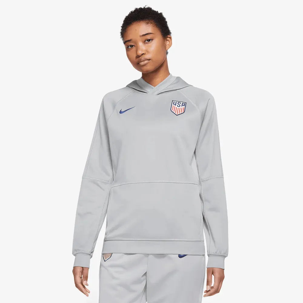 Nike 2022-23 USA Women's Travel Hoodie - Grey Hoodie with Cuffed Sleeves Snug Secure