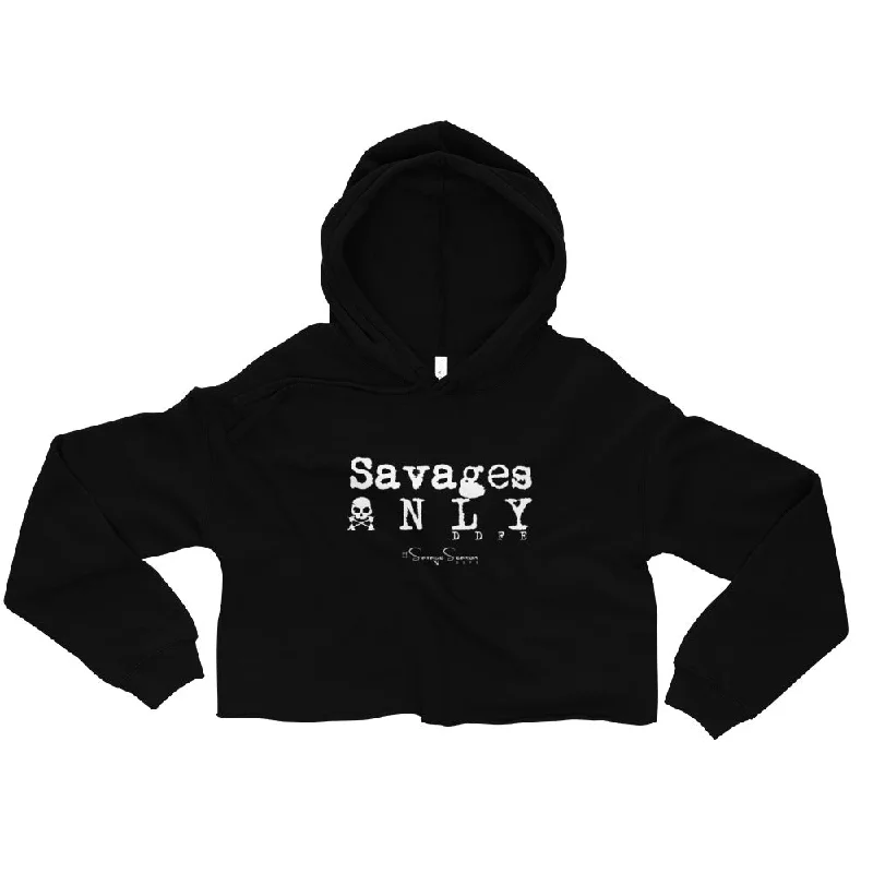 'Savages ONLY' Crop Hoodie Hoodie with Stripes Bold Sporty