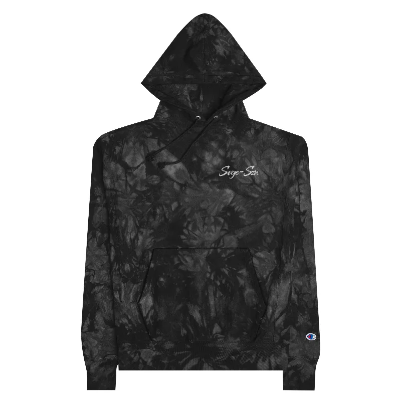 Signature SVGE x Champion Unisex Black tie-dye Hoodie Hoodie with Zipper Placket Modern Functional