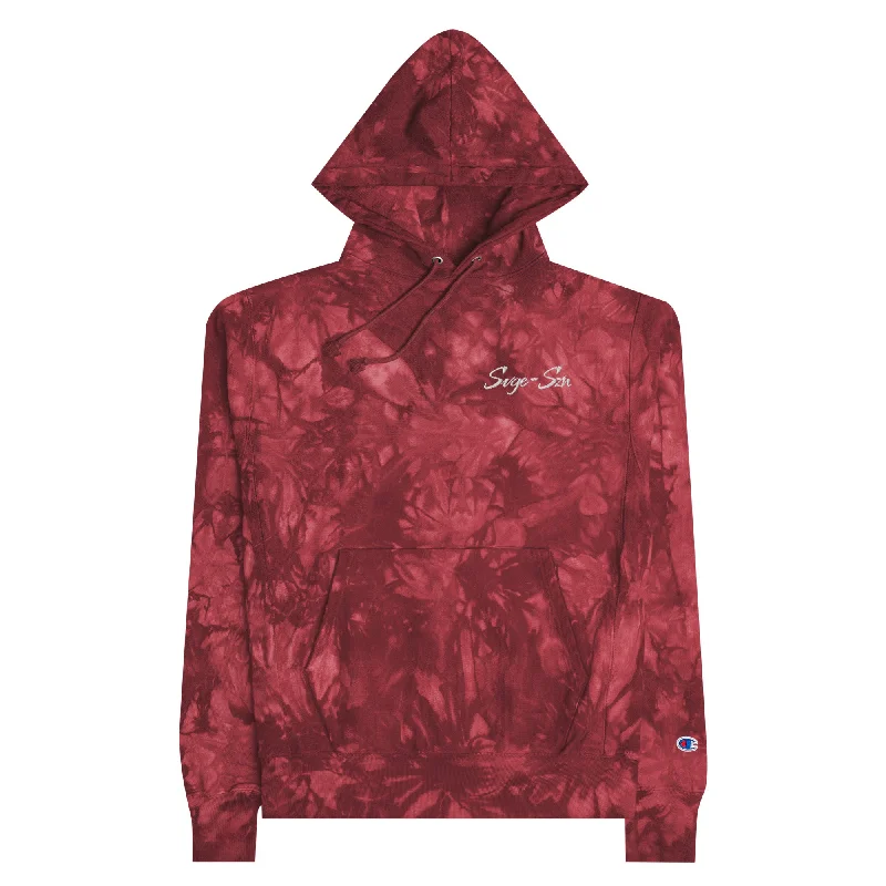 Signature SVGE x Champion Unisex Red tie-dye Hoodie Hoodie with Camouflage Military Edgy