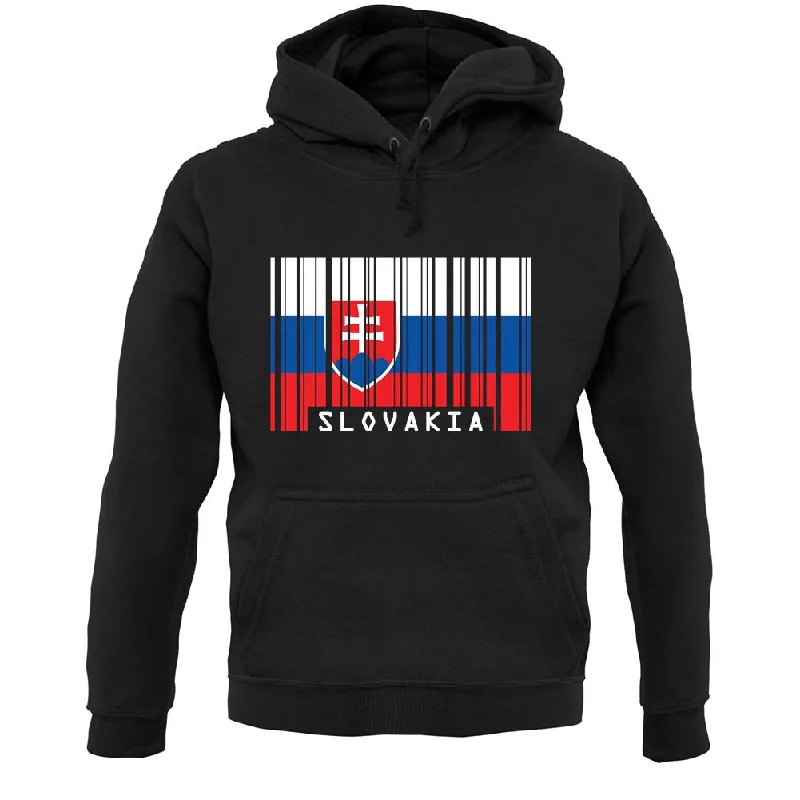 Slovakia Barcode Style Flag Unisex Hoodie Hoodie with Ribbed Cuffs Snug Fit Comfort