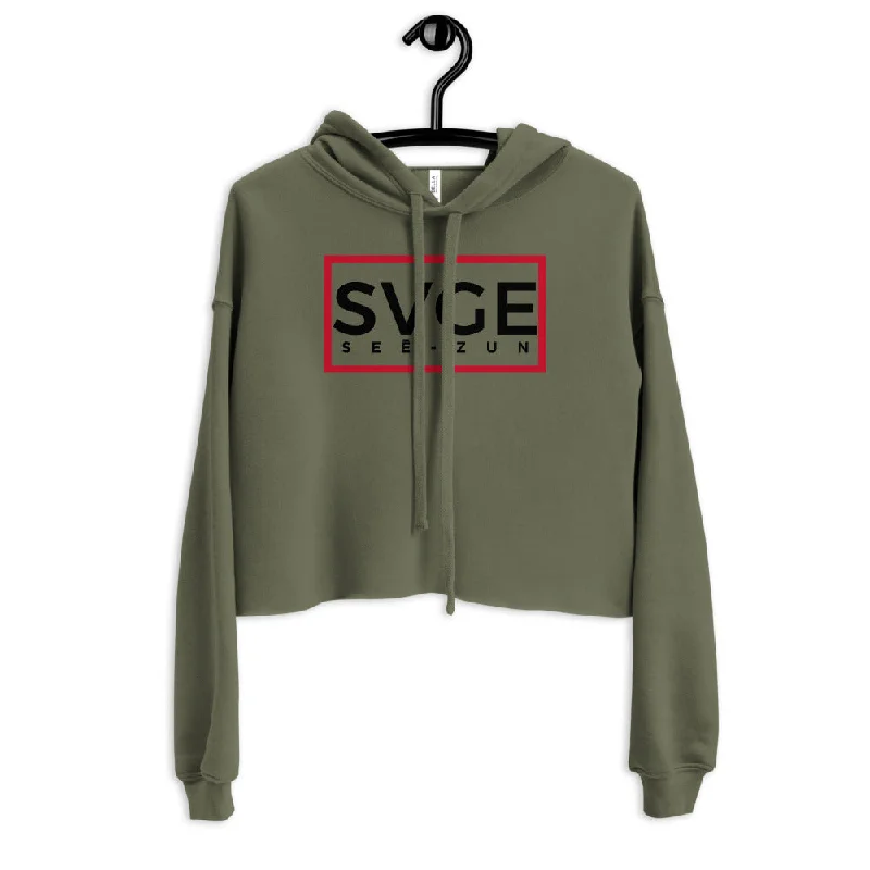 SVGE Collection Olive Crop Hoodie Hoodie with Raglan Sleeves Sporty Comfortable