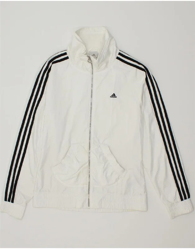 ADIDAS Womens Bomber Jacket UK 12 Medium White Polyester Nylon Jacket Polyester Jacket Spandex Jacket