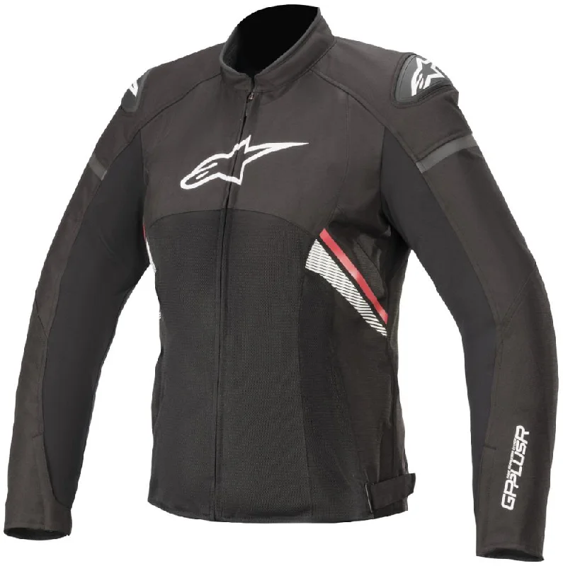 Alpinestars Women’s Stella T-GP Plus R v3 Airflow Black, and Fluorescent Red Textile Jacket Ribbed Jacket Pleated Jacket Ruffled Jacket