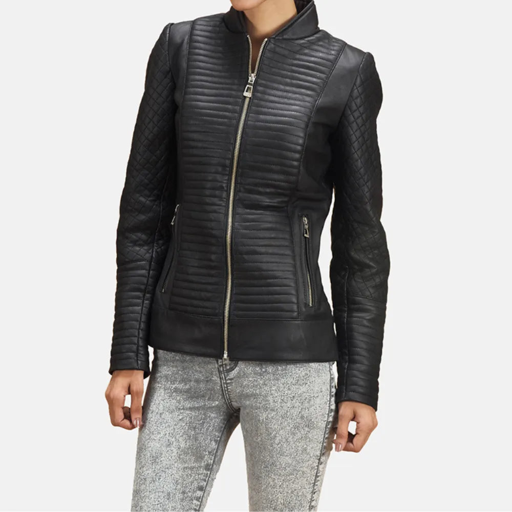 Black Biker Jacket For Women Wool Jacket Cashmere Jacket Tweed Jacket