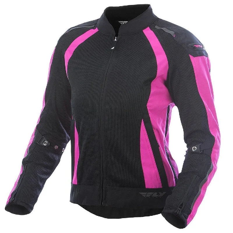 Close Out Fly Racing Coolpro 477-80582X Women's Pink and Black Mesh Jacket with Armor Cardigan Sweater Pullover