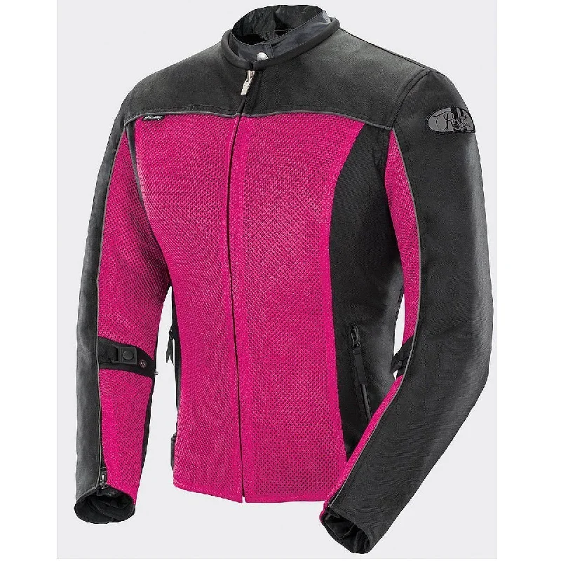 Joe Rocket Velocity Women's Pink/Black Mesh Jacket Chenille Fabric Brocade Fabric Lace Fabric