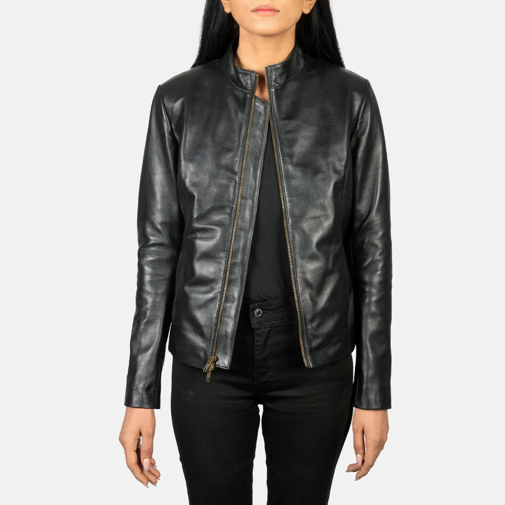 Leather Jacket Black - Sheepskin Semi-Aniline Leather Denim Fabric Leather Fabric Suede Fabric