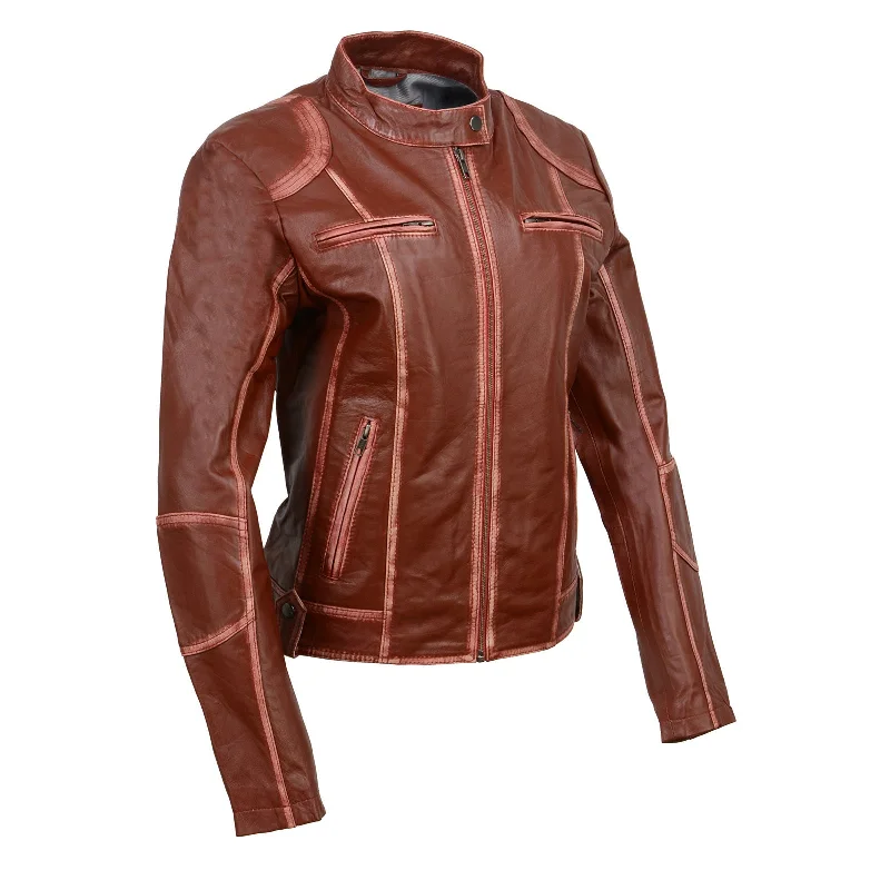 Milwaukee Leather SFL2830 Women's Maroon Sheepskin Scuba Style Fashion Leather Jacket Hoodie Zip-Up Jacket Button-Up Jacket