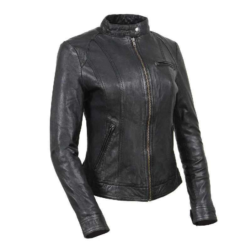 Milwaukee Leather Vintage SFL2811 Women's Black Zipper Front Motorcycle Casual Fashion Leather Jacket Rayon Jacket Velvet Jacket Corduroy Jacket