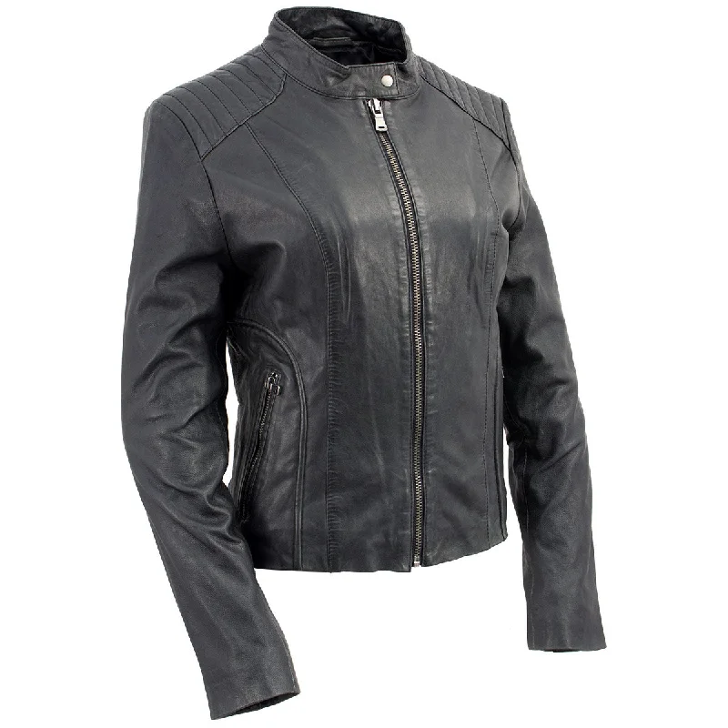 Milwaukee Leather Vintage SFL2814 Women's Black Leather Motorcycle Style Fashion Jacket Cotton Fabric Linen Fabric Terry Fabric