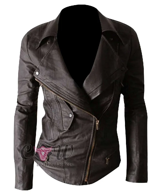 Multi Pocket Slim Fit Biker Brown Leather Jacket Denim Jacket Leather Jacket Suede Jacket