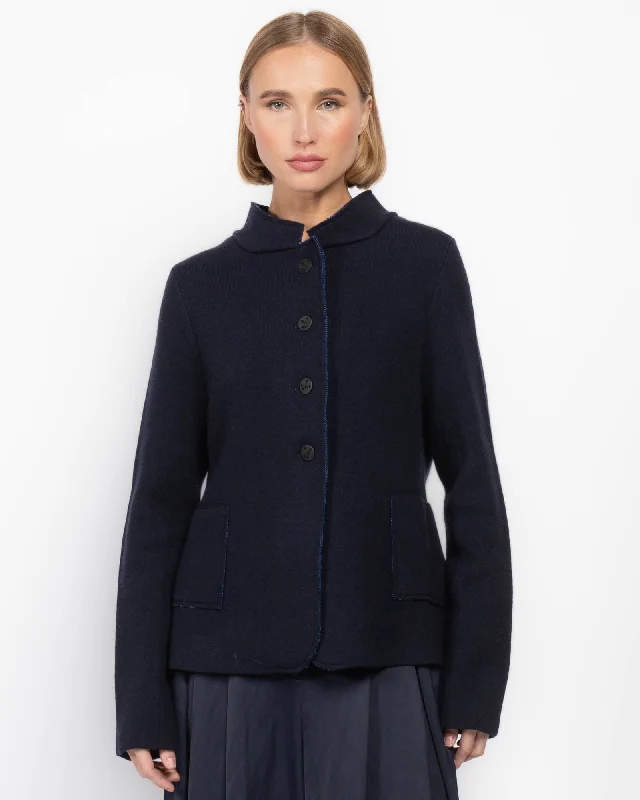 Nakuri Short Jacket A-Line Jacket Boat Neck Shawl Collar