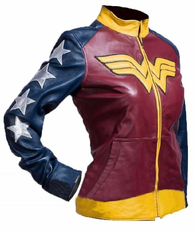 Wonder Woman Adrianne Palicki Costume Stylish Ladies Leather Jacket Insulated Jacket Fitted Jacket Loose Jacket