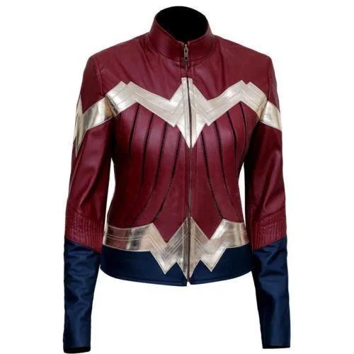 Wonder Woman New Stylish Ladies Halloween Costume Party Leather Jacket Striped Jacket Polka Dot Jacket Floral Jacket