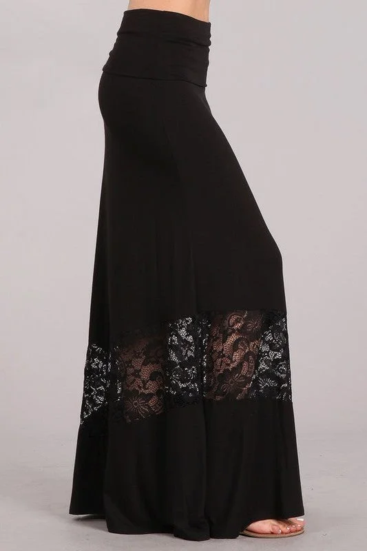 Chatoyant Black Lace Skirt wool skirt breathable