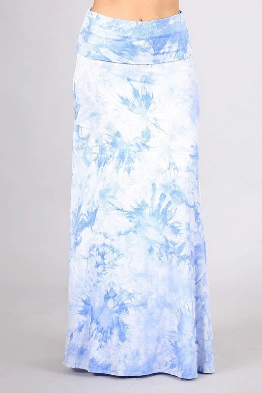 Chatoyant Blue and White Tie Dye Skirt corduroy skirt comfortable