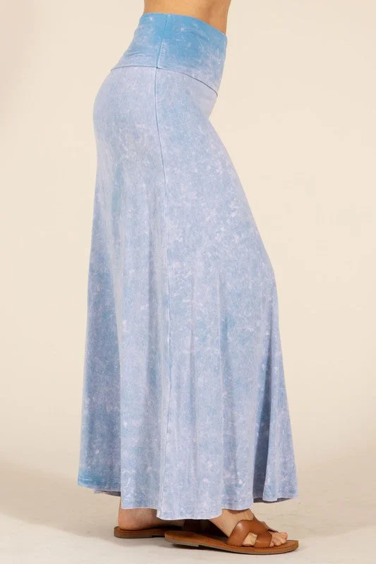 Chatoyant Mineral Wash Long Maxi Skirt Powder Blue athletic skirt fit