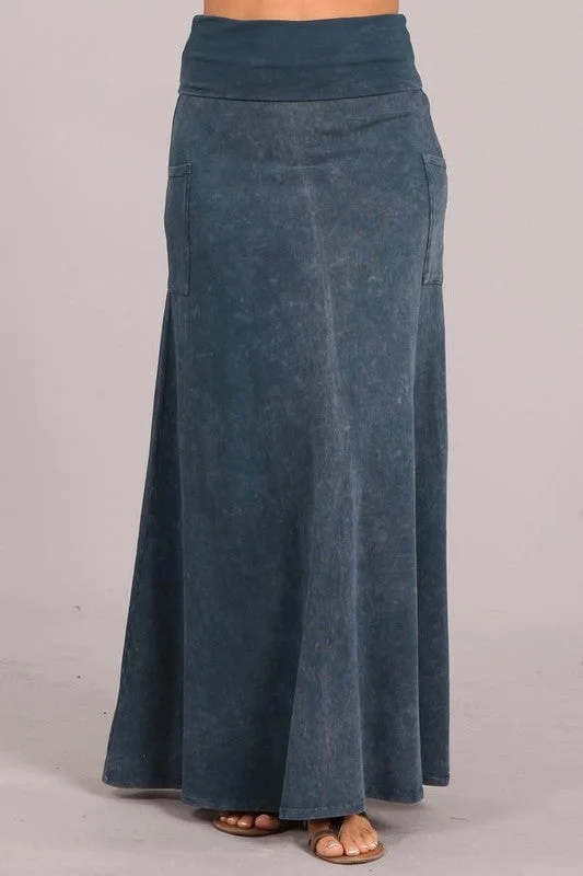 Chatoyant Mineral Wash Skirt Blue Gray modal blend skirt