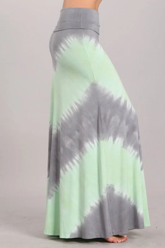 Chatoyant Tie Dye Skirt Mint and Gray zip skirt side