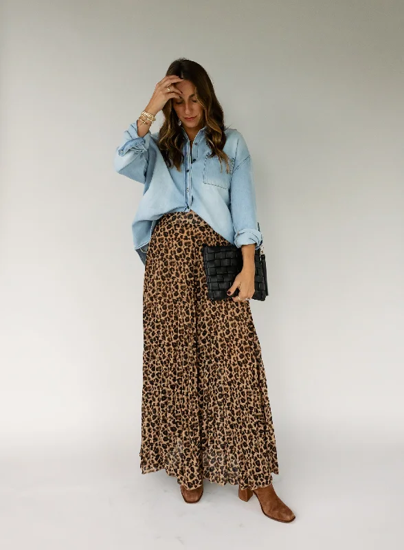 Keira Leopard Print Maxi Skirt wool skirt sturdy