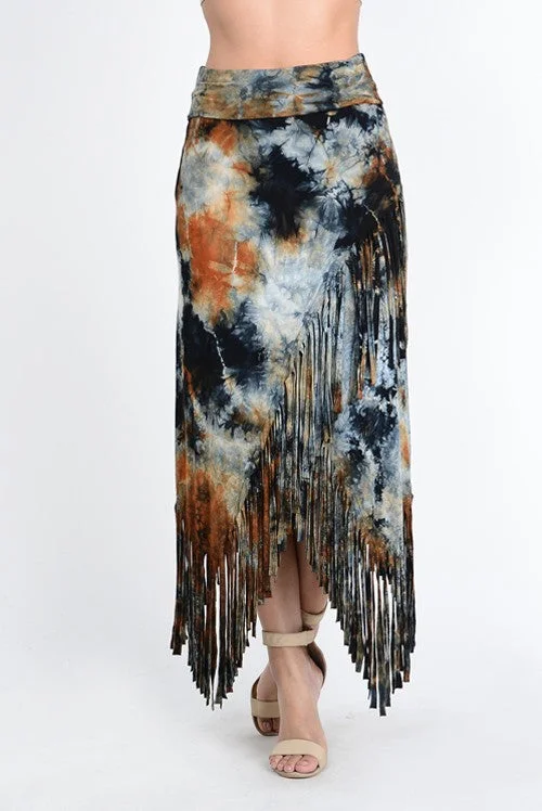 T-Party Multi-Color Fringe Skirt wool skirt thick