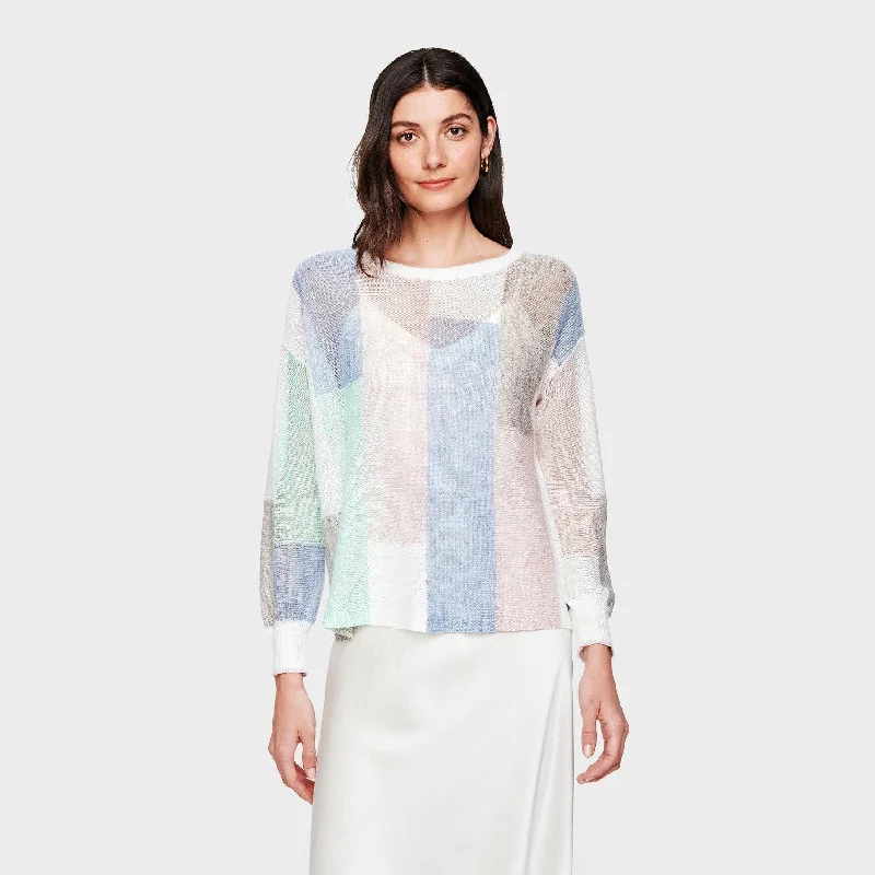 Patchwork Crewneck Sweater (Pastel) Modern Contemporary Chic