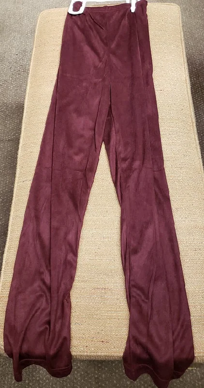 Alexis -- Women's Poly Fashion Leggings -- Burgundy Cozy Full-Length Workout Leggings