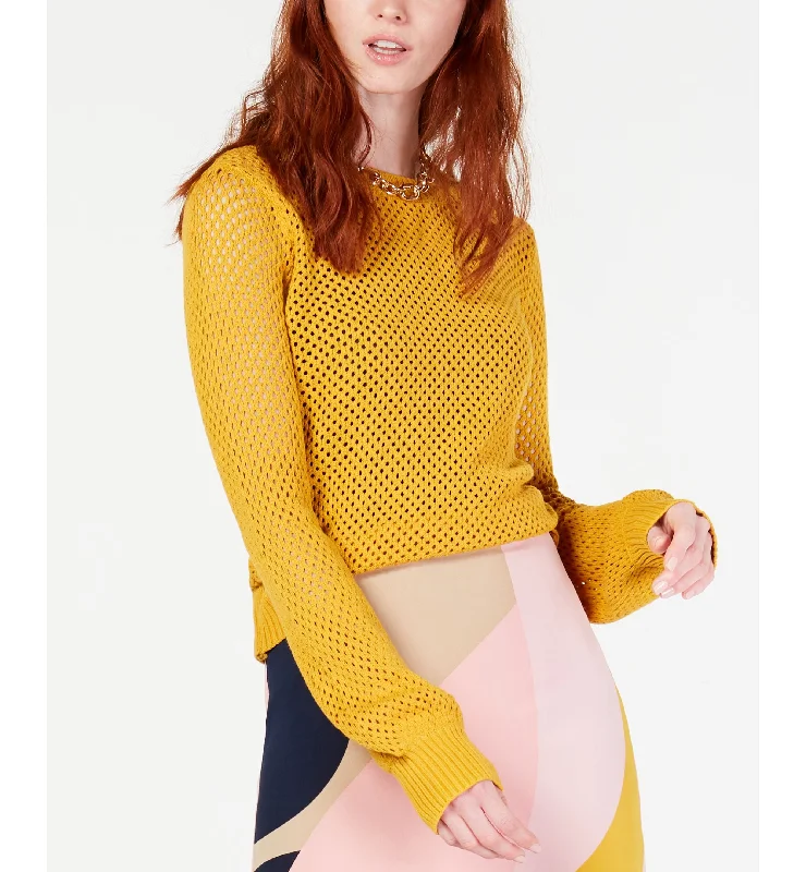 Bar III Perforated Sweater Notch Collar Peter Pan Collar Cowl Neck