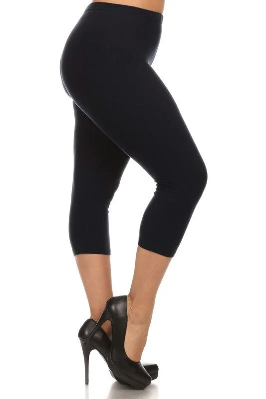 Black Capri Leggings - Plus Cozy Warmth Leggings