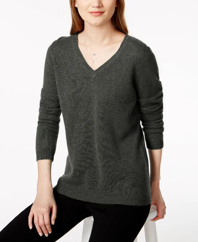 Charter Club V Neck Cashmere Sweater Stylish Fashionable Trendy