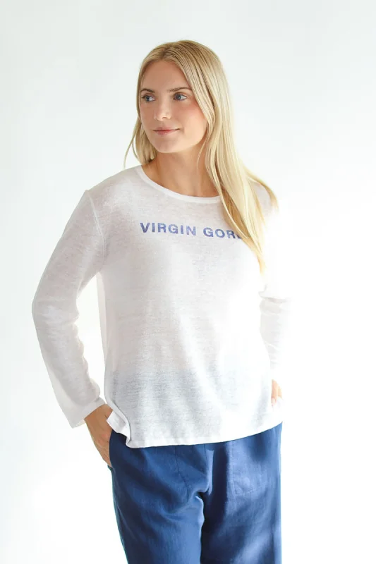 Virgin Gorda Brittany Sweater - White Spandex Rayon Corduroy