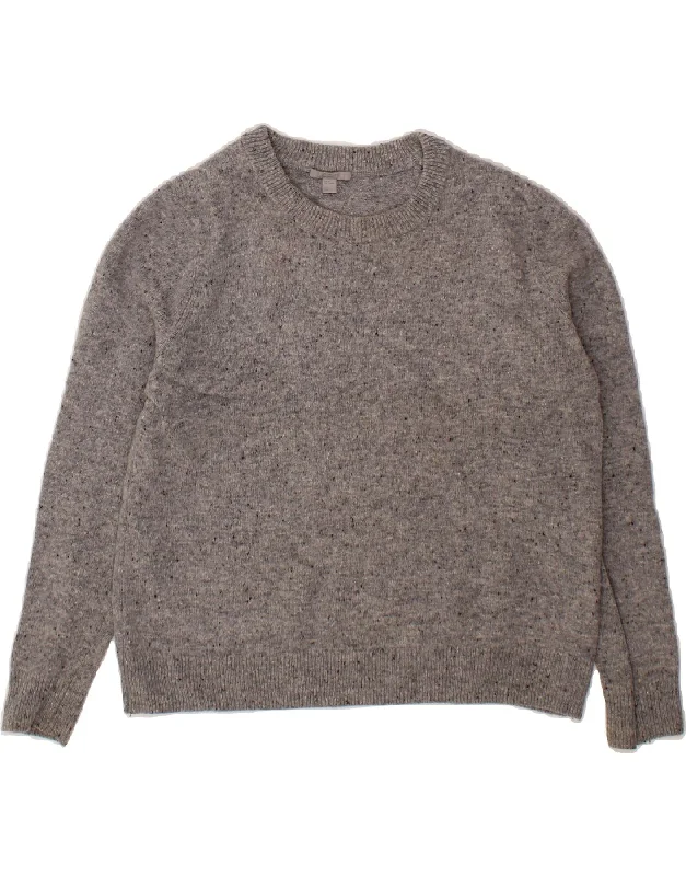 COS Womens Boat Neck Jumper Sweater UK 14 Medium Grey Flecked Wool Terry Terry Cloth Terry Knit