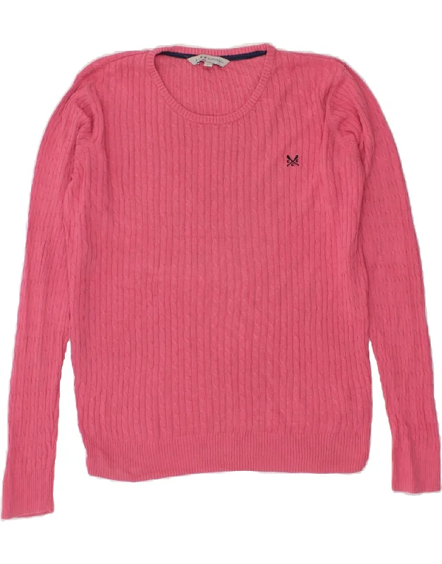 CREW CLOTHING Womens Crew Neck Jumper Sweater UK 16 Large Pink Fitted Loose Oversized