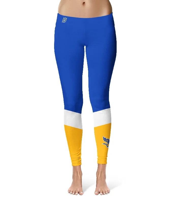 CSU Bakersfield Roadrunners Game Day Ankle Color Block Blue Gold Yoga Leggings for Women by Vive La Fete Trendy Cut-Out Activewear Leggings