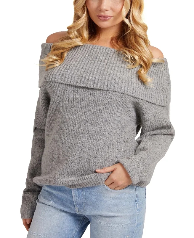 Guess Gerri Ribbed Off The Shoulder Sweater Terry Terry Cloth Terry Knit