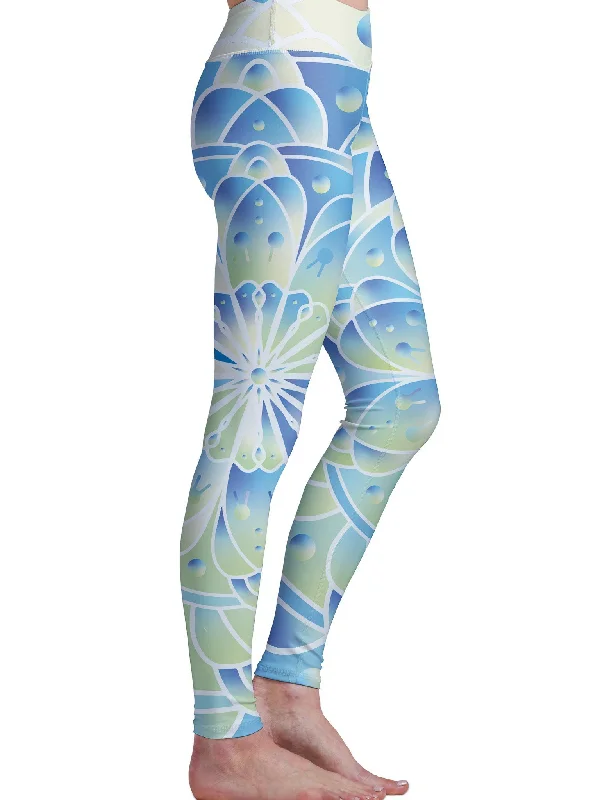 Indigo Ice Mandala Leggings Trendy Foil Finish Leggings