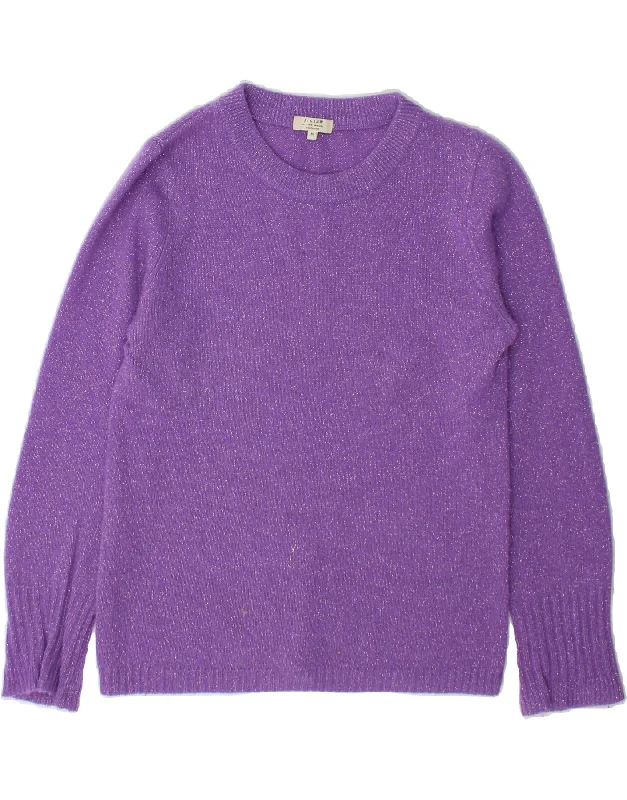 JIGSAW Womens Crew Neck Jumper Sweater UK 14 Medium Purple Cashmere Terry Blend Velvet Blend Canvas Blend